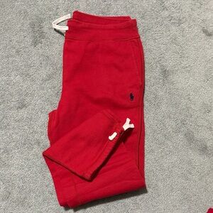 Ralph Lauren Red Kids Jogger Sweatpants with Polo Pony